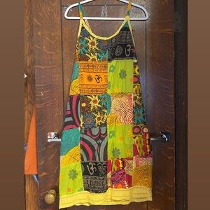 Patchwork funky boho midi dress